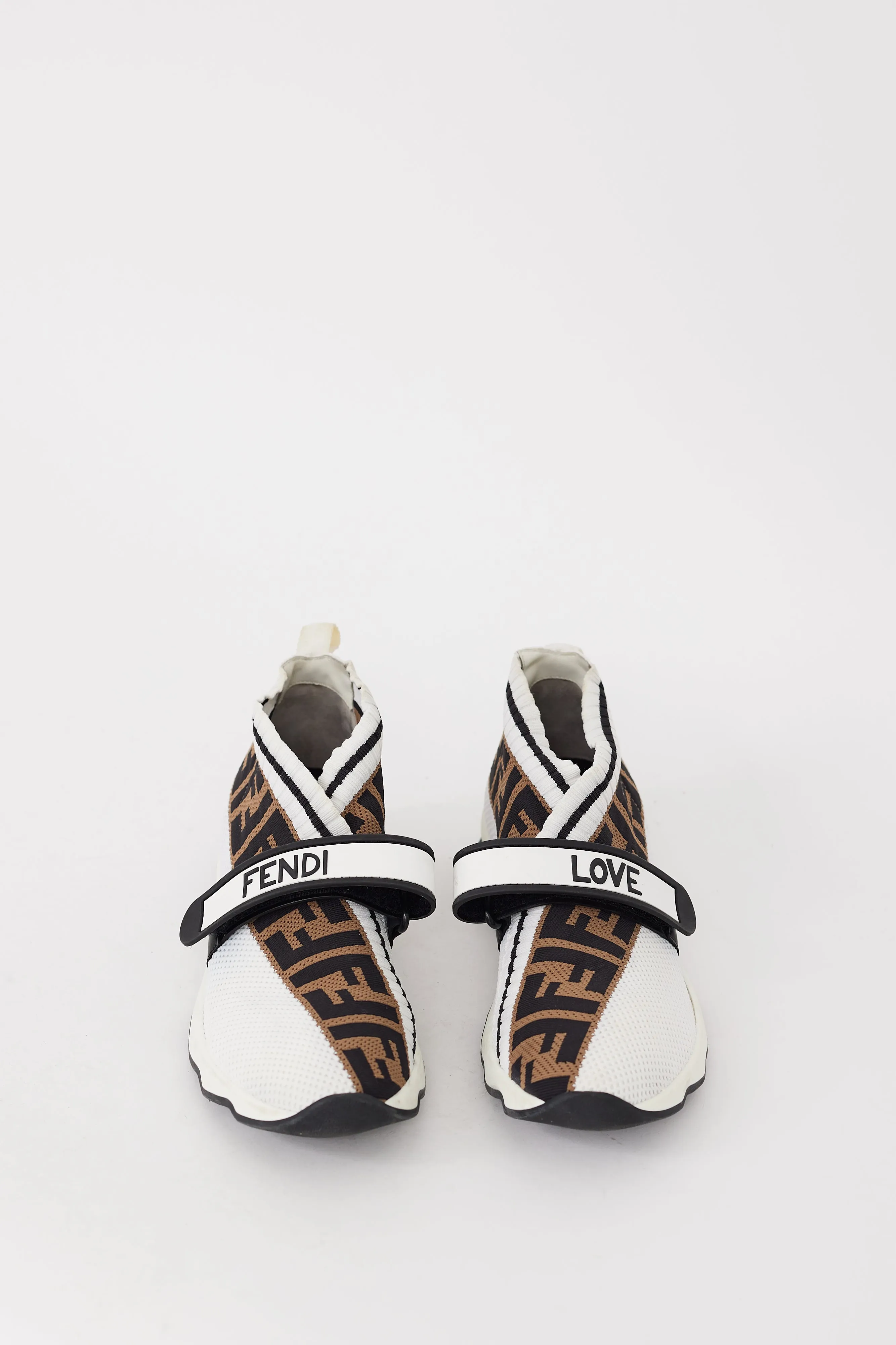 White & Brown Mesh FF Monogram Rockoko Sneaker