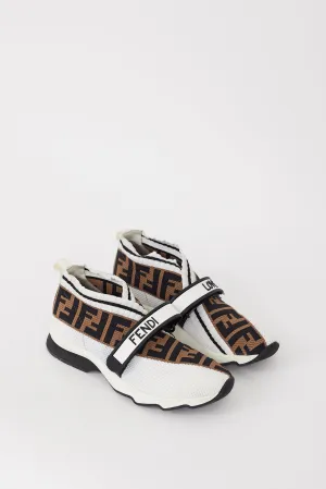 White & Brown Mesh FF Monogram Rockoko Sneaker