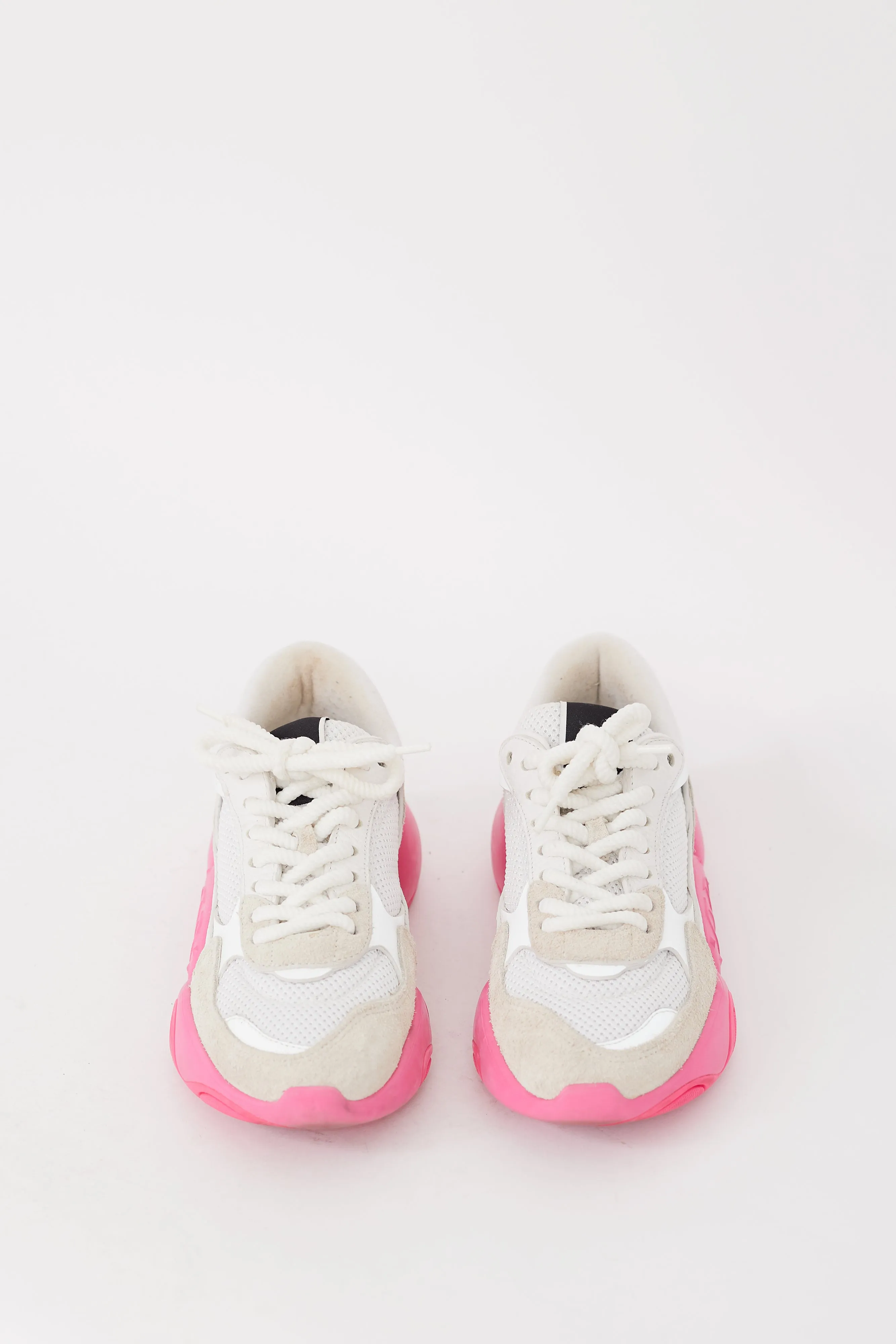 White & Fuchsia Mesh & Suede Bubbleback Sneaker