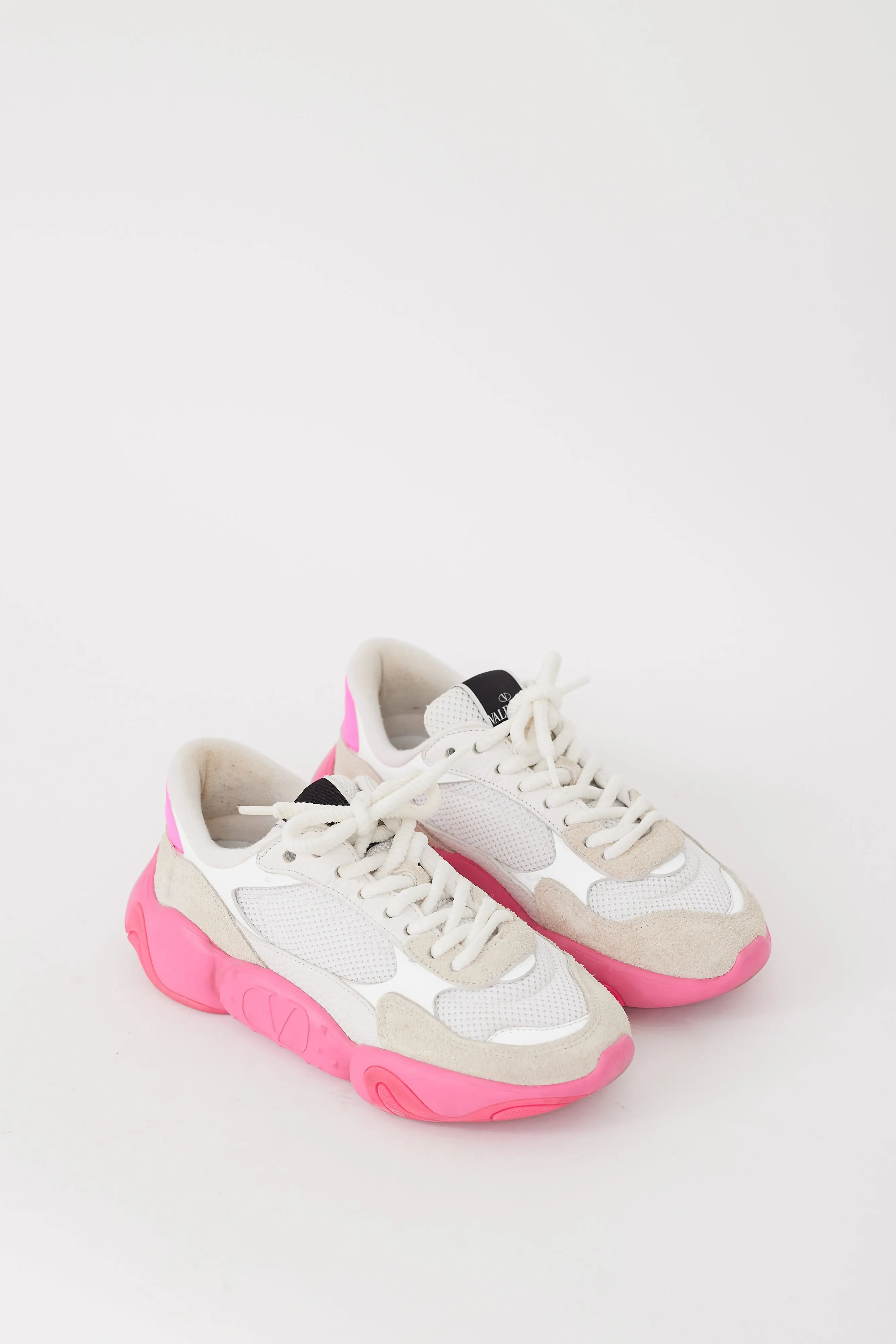 White & Fuchsia Mesh & Suede Bubbleback Sneaker