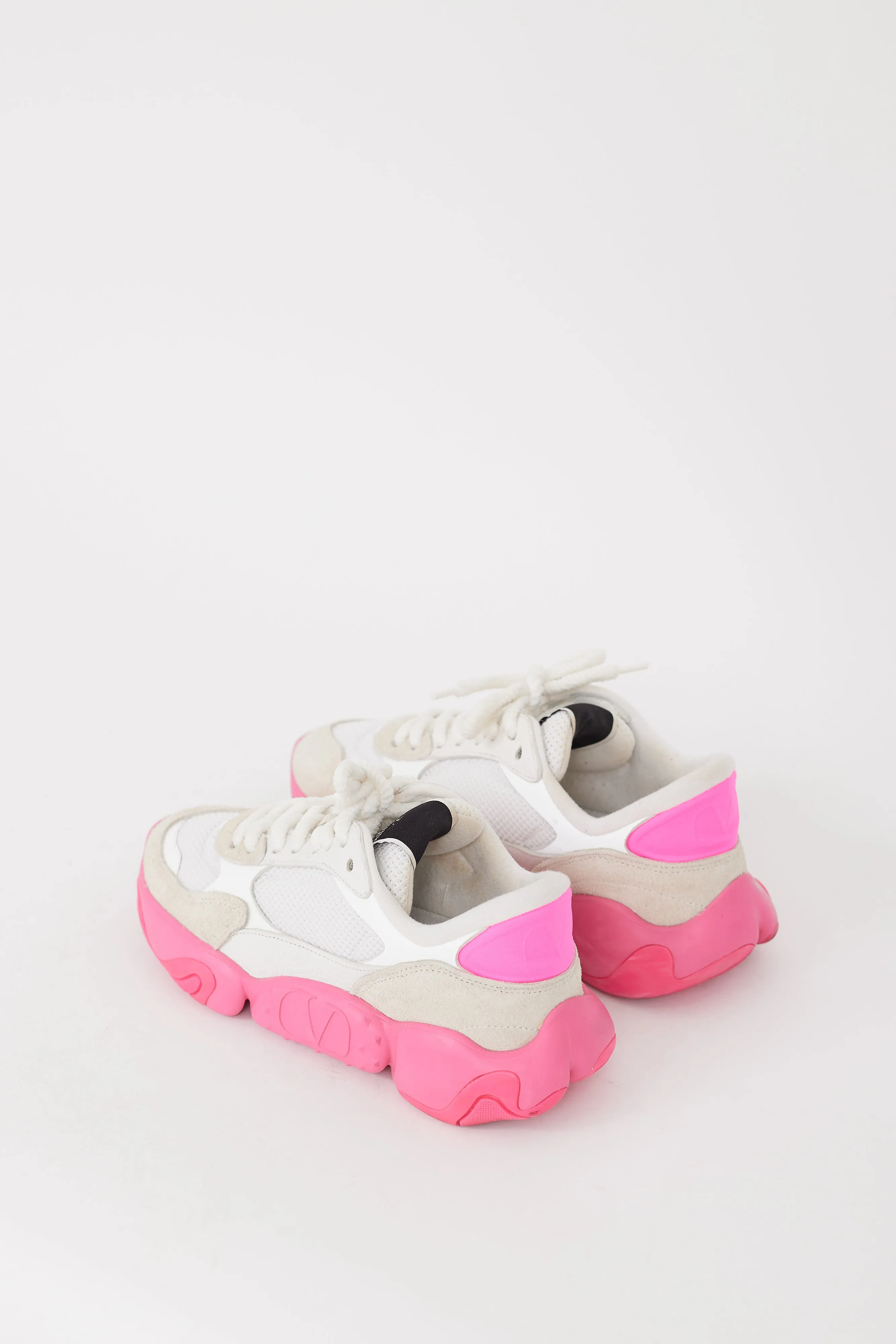 White & Fuchsia Mesh & Suede Bubbleback Sneaker