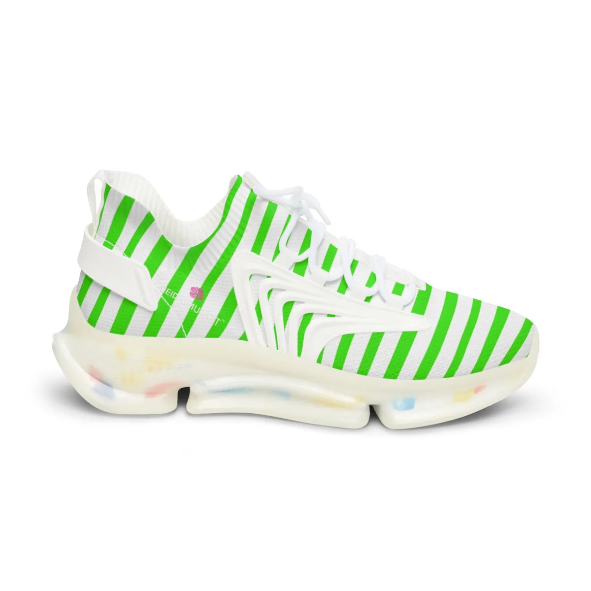 White Green Striped Men's Shoes, Best Comfy Men's Mesh Sports Sneakers Shoes (US Size: 5-12)