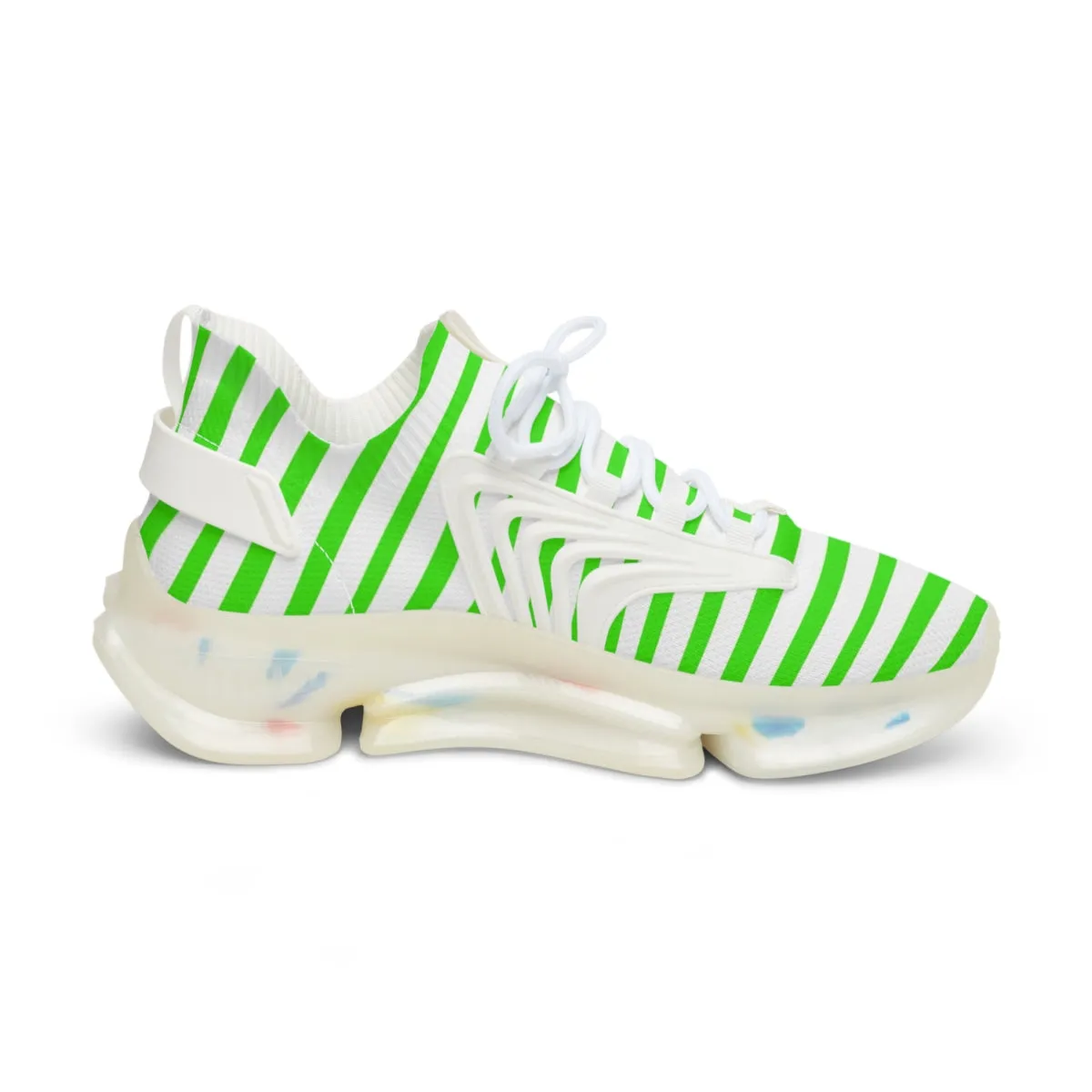 White Green Striped Men's Shoes, Best Comfy Men's Mesh Sports Sneakers Shoes (US Size: 5-12)