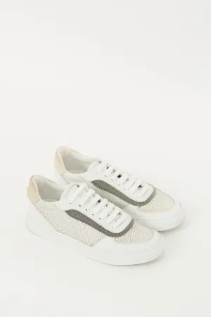 White Mesh Monili Lace Up Sneaker