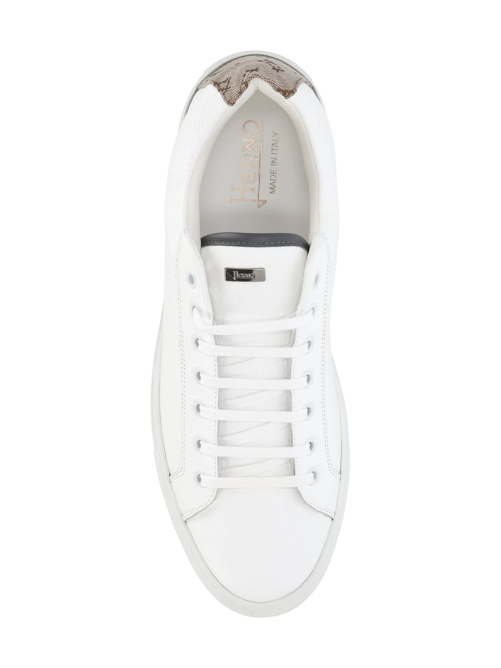 White Pebbled Leather Sneakers