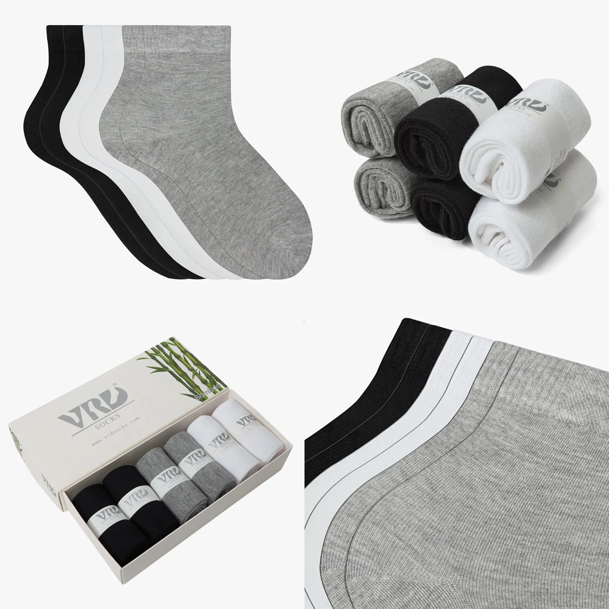 Womens Bamboo Dress Socks | Quarter Crew Length | 6 Pack