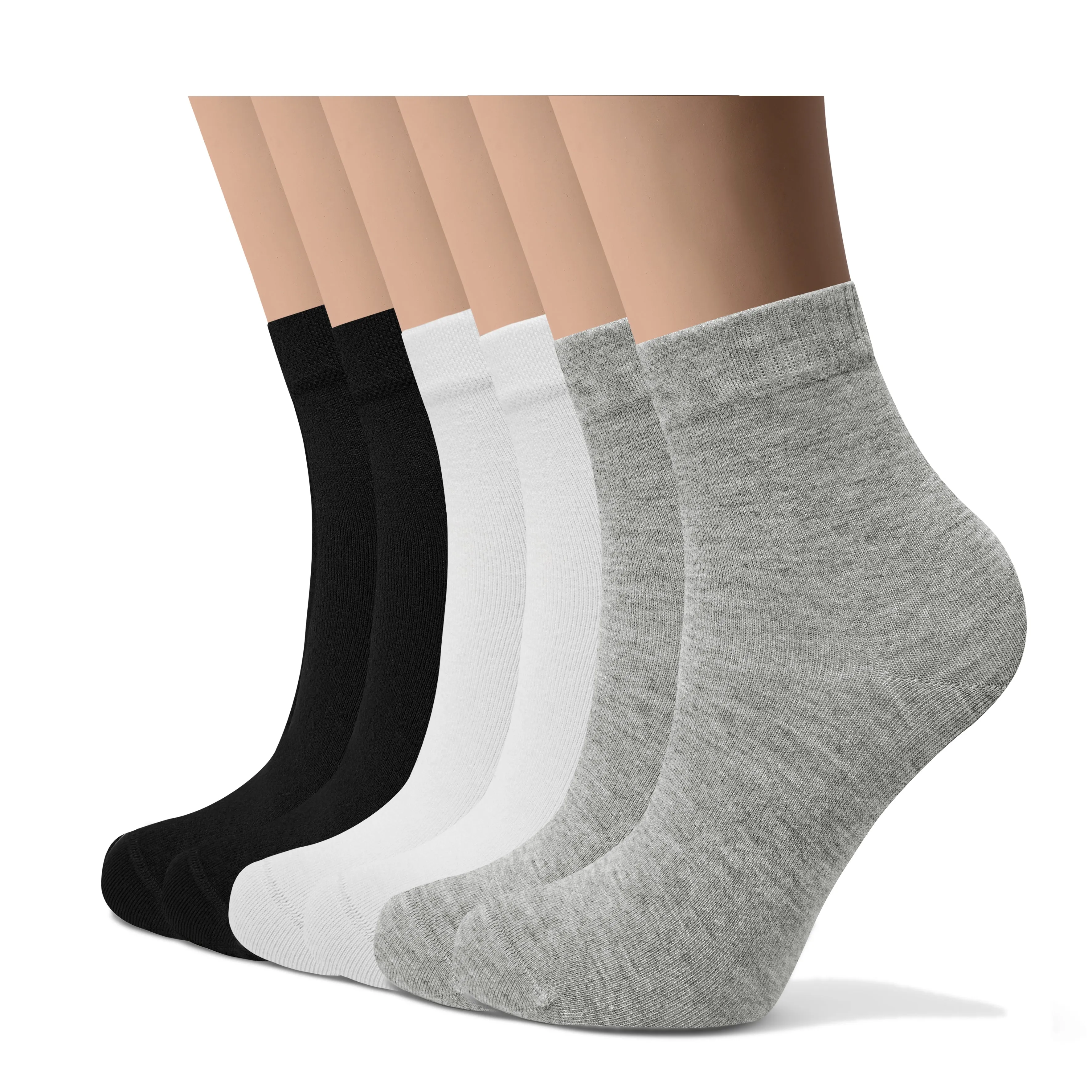 Womens Bamboo Dress Socks | Quarter Crew Length | 6 Pack