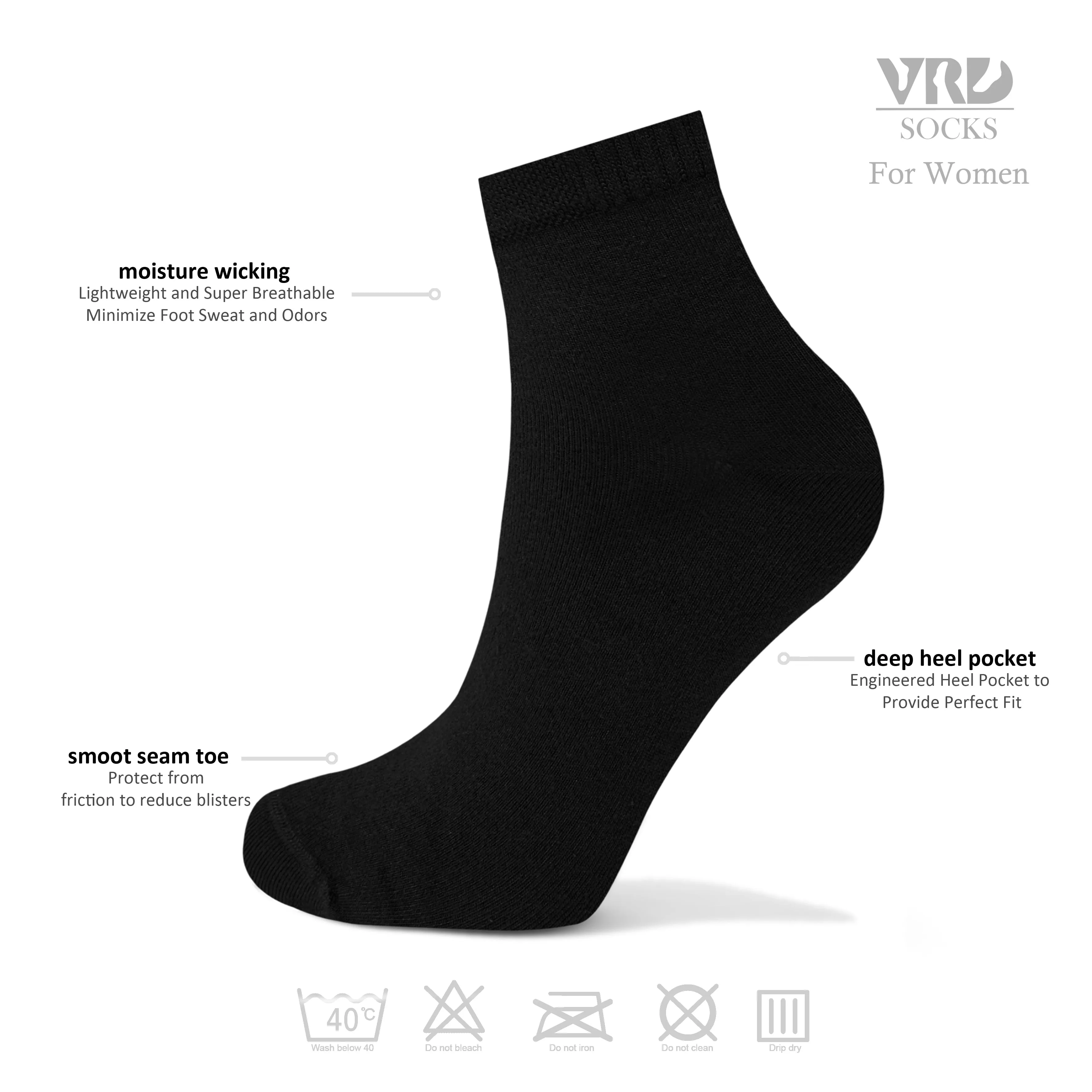 Womens Bamboo Dress Socks | Quarter Crew Length | 6 Pack