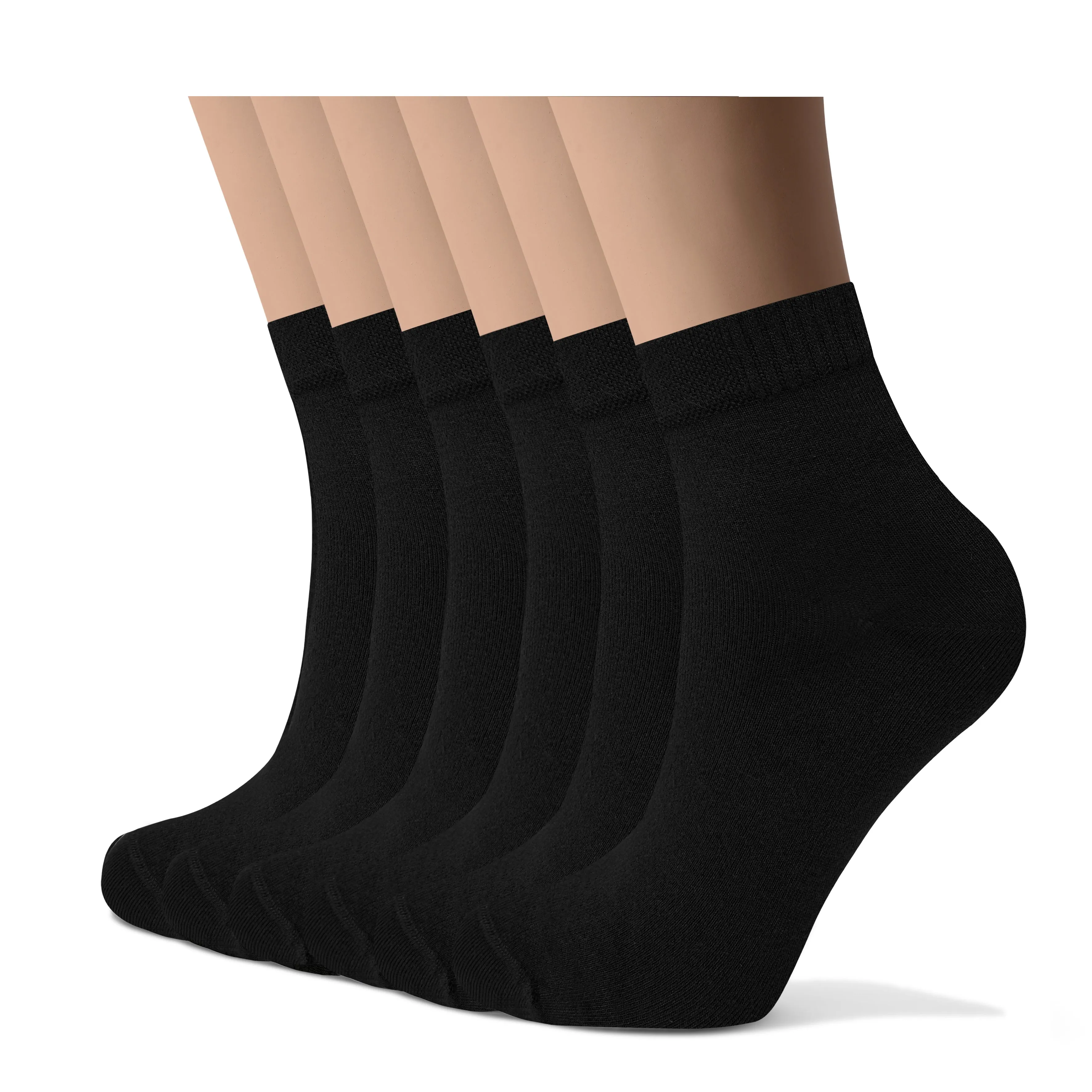 Womens Bamboo Dress Socks | Quarter Crew Length | 6 Pack