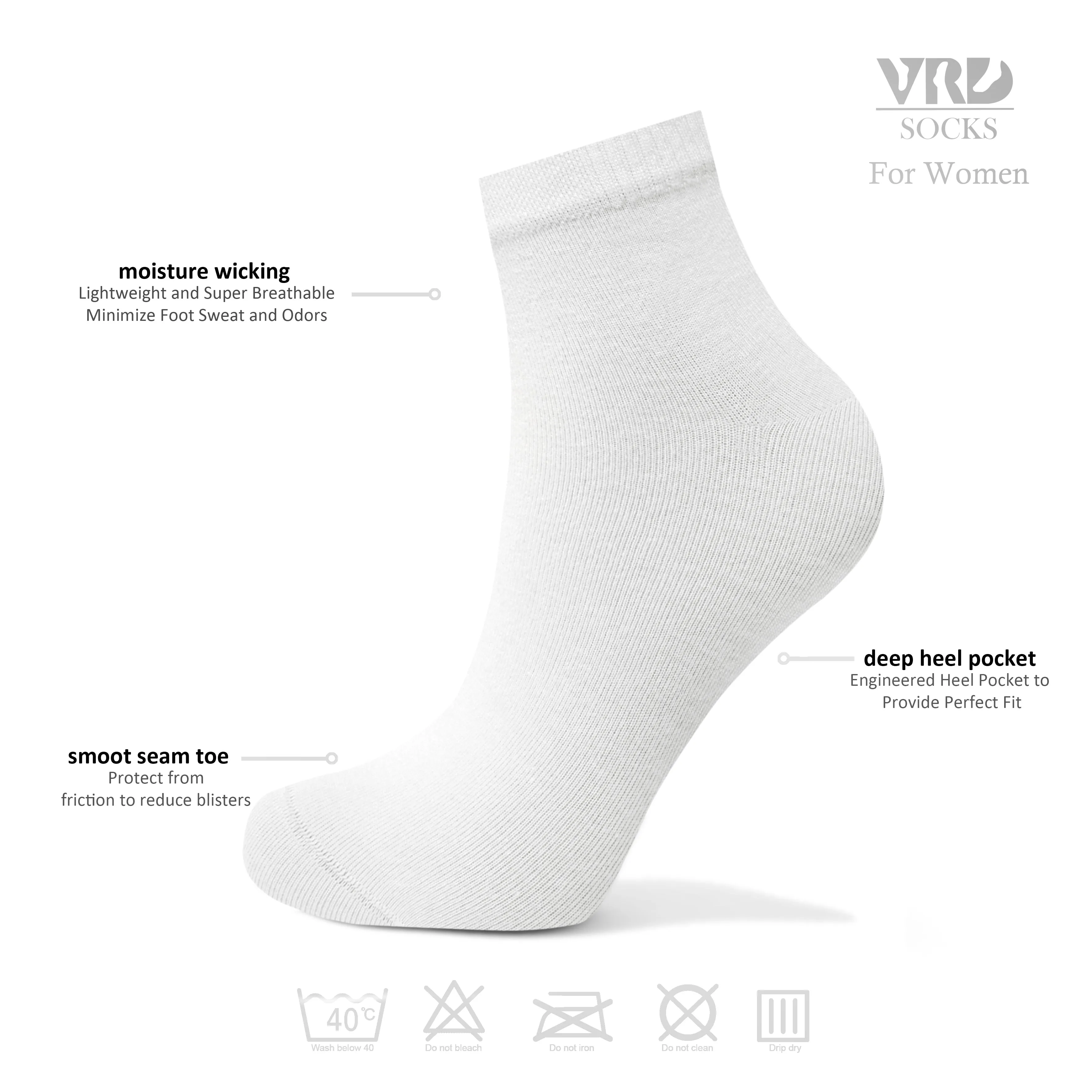 Womens Bamboo Dress Socks | Quarter Crew Length | 6 Pack