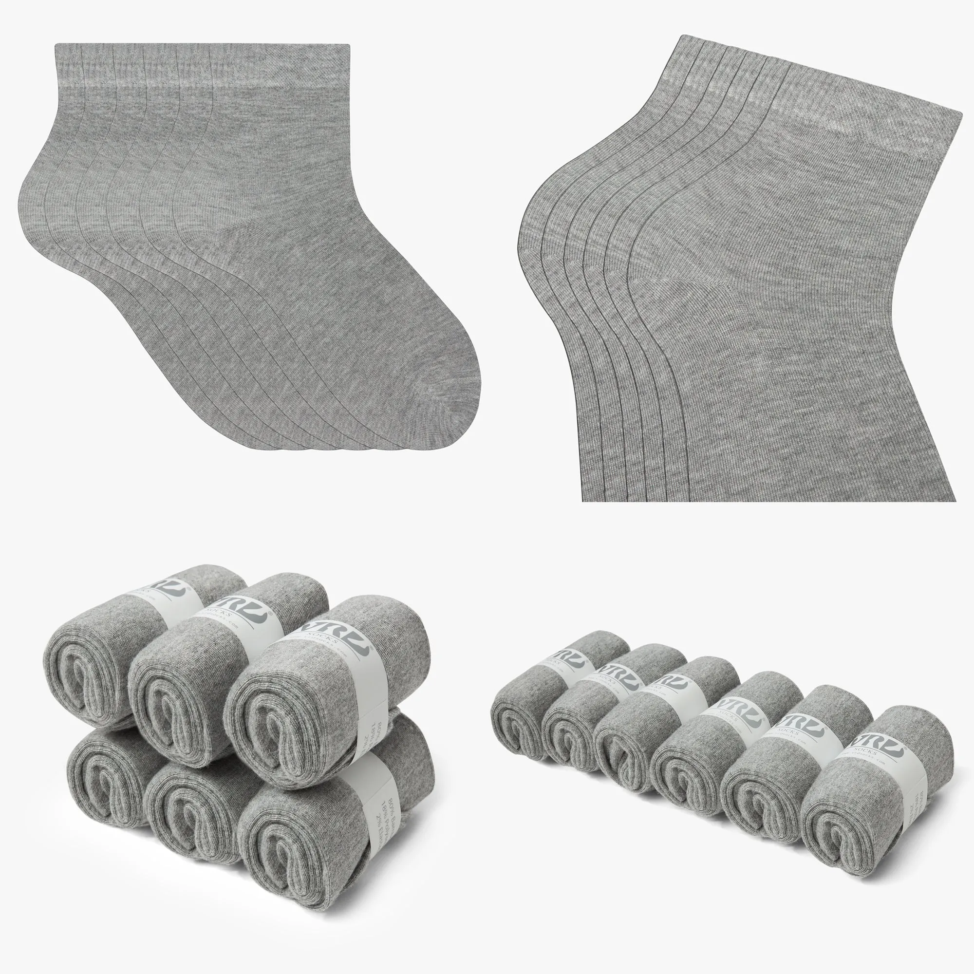 Womens Bamboo Dress Socks | Quarter Crew Length | 6 Pack