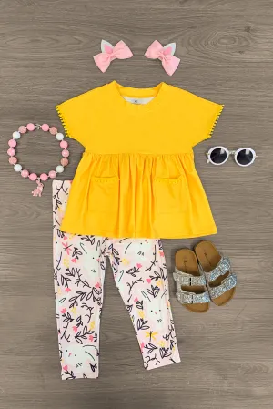 Yellow Peplum Bunny Legging Set